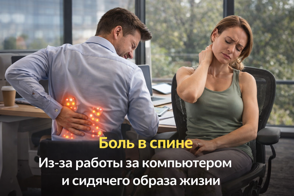 Офисная работа и малоподвижный образ жизни часто становятся причиной боли в спине.