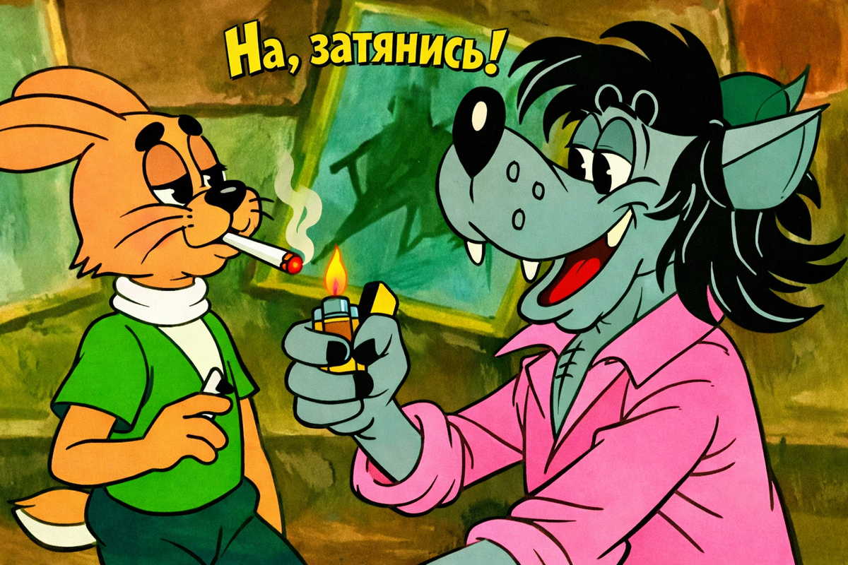 Ну, погоди! Сцена из книги.