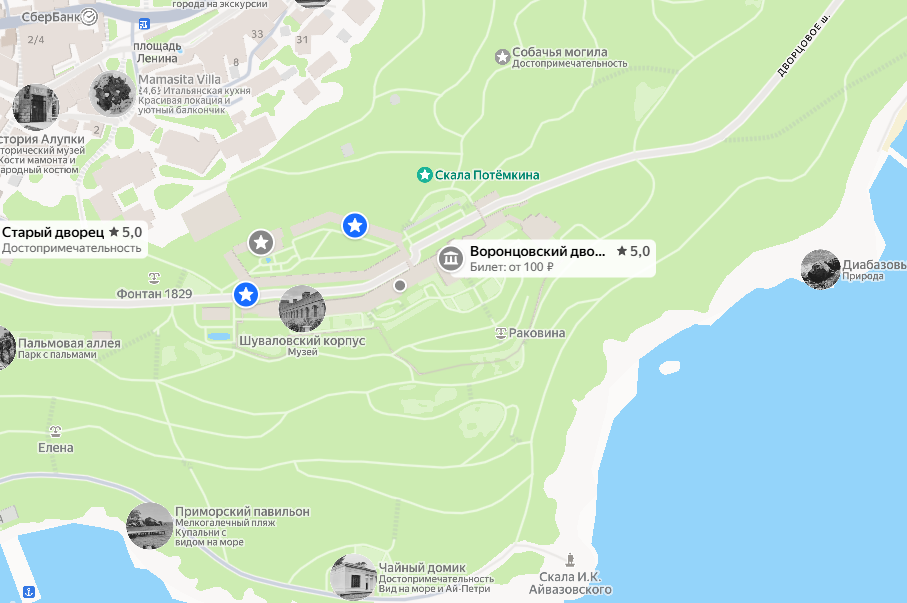 Воронцовский дворец на карте