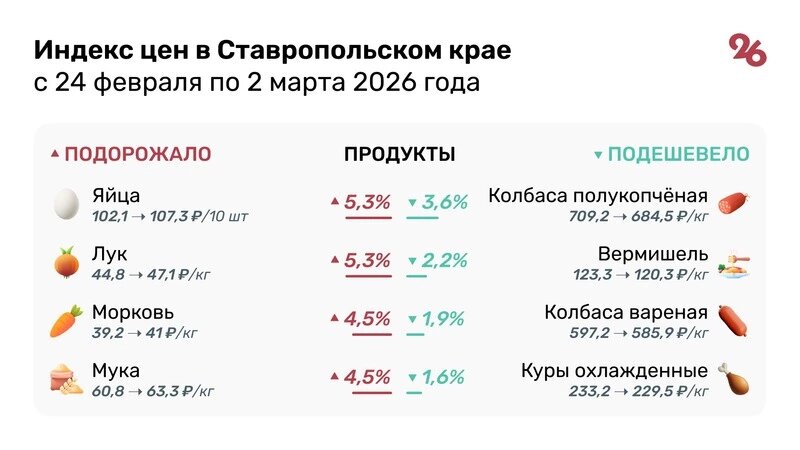    Динамика цен на продукты за неделю Фото: Антон Глушков / / ИА «Победа26»