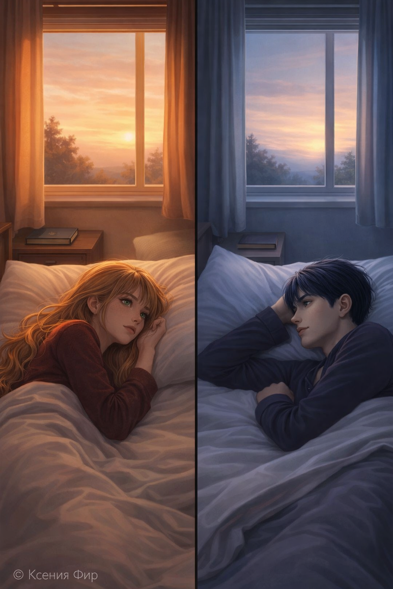 Автор: Ксения Фир. Лера и Джонс, каждый в своей комнате.