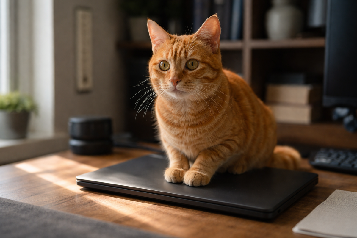 Кот находит локальное тепло там, где человеку кажется, что в комнате и так нормально.