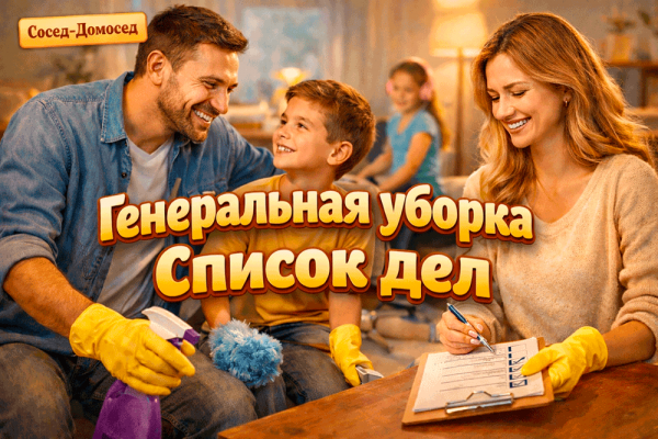 Генеральная уборка без стресса 😅 как навести порядок по-взрослому (но с юмором) + полный список дел, который спасёт ваши нервы