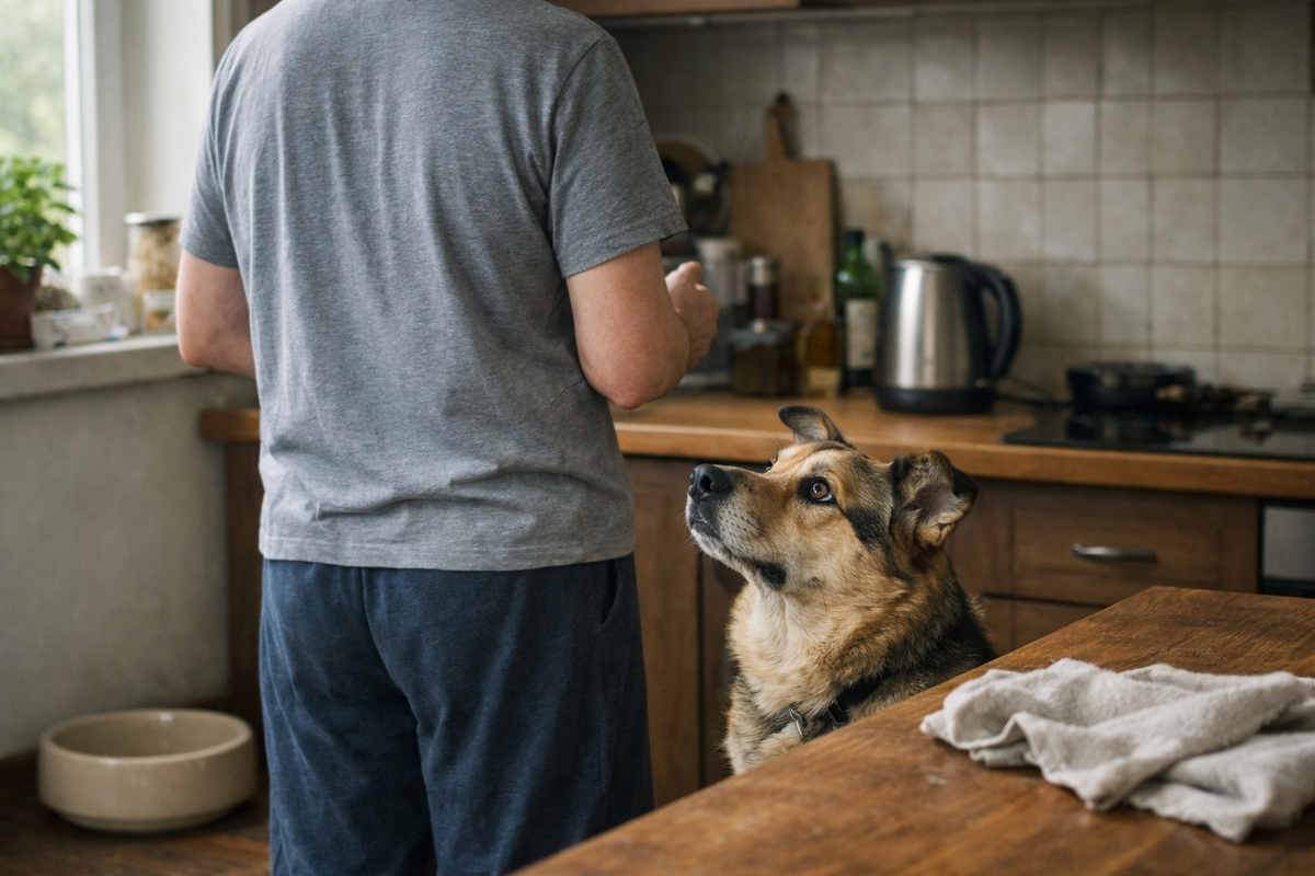 На кухне сказали привычное слово, и пес уже ждет продолжения знакомой цепочки событий.