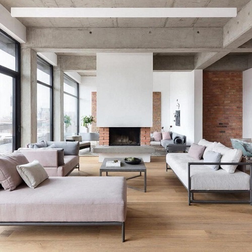 Интерьер в стиле минимализм с элементами лофта