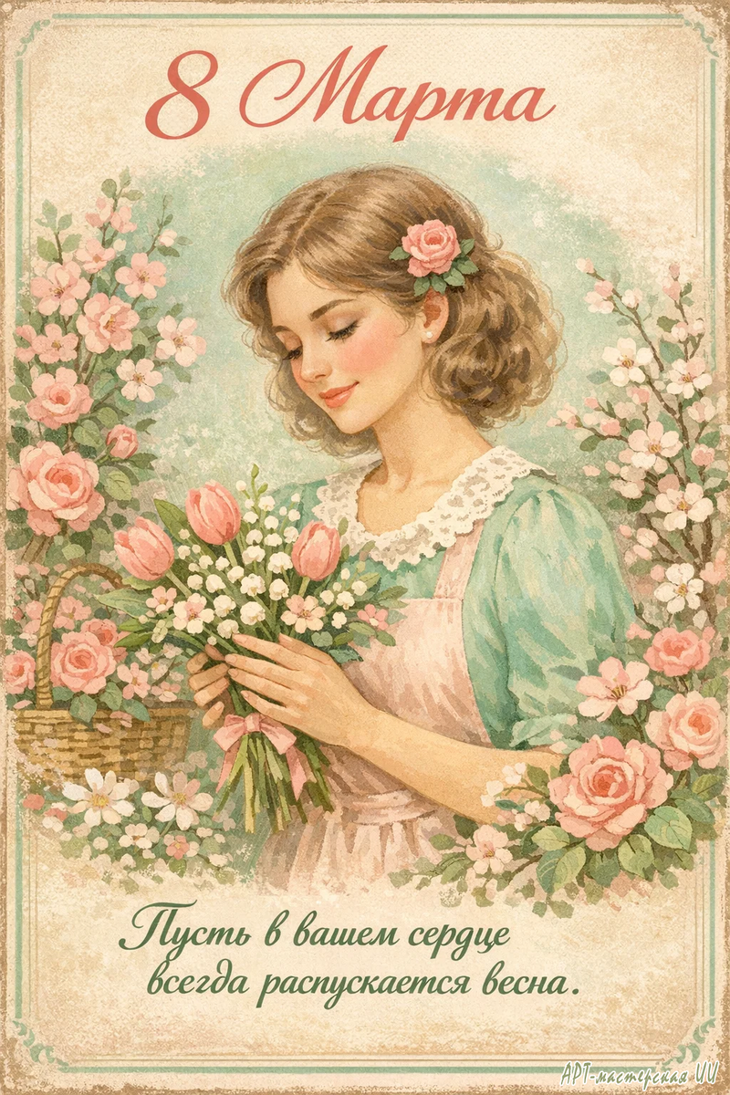 Открытка из серии «С 8 Марта», подготовленные автором АРТ-мастерская ИИ 