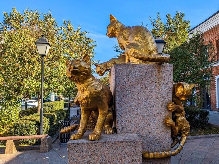 Памятник сибирским кошкам, спасшим Ленинград от крыс. Тюмень, Сквер сибирских кошек.