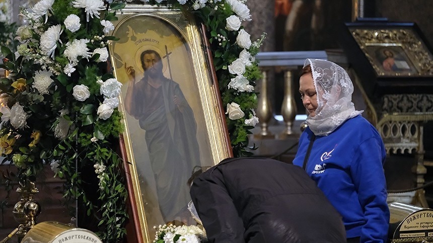 Мощи Иоанна Крестителя в Казанском соборе Санкт-Петербурга.© РИА Новости / Алексей Даничев