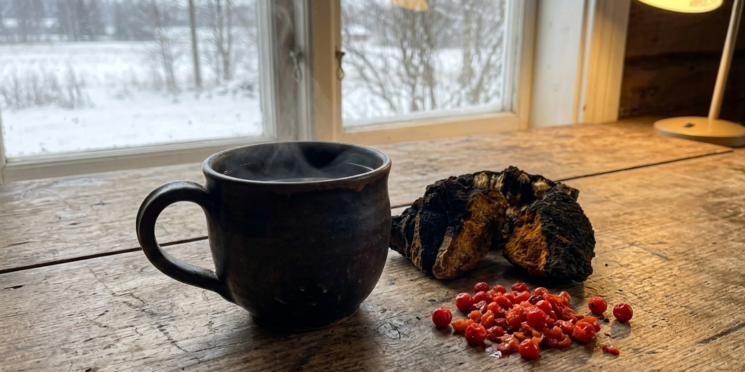 Черное золото тайги: Как одна горсть рябины превращает чагу в напиток высшей пробы