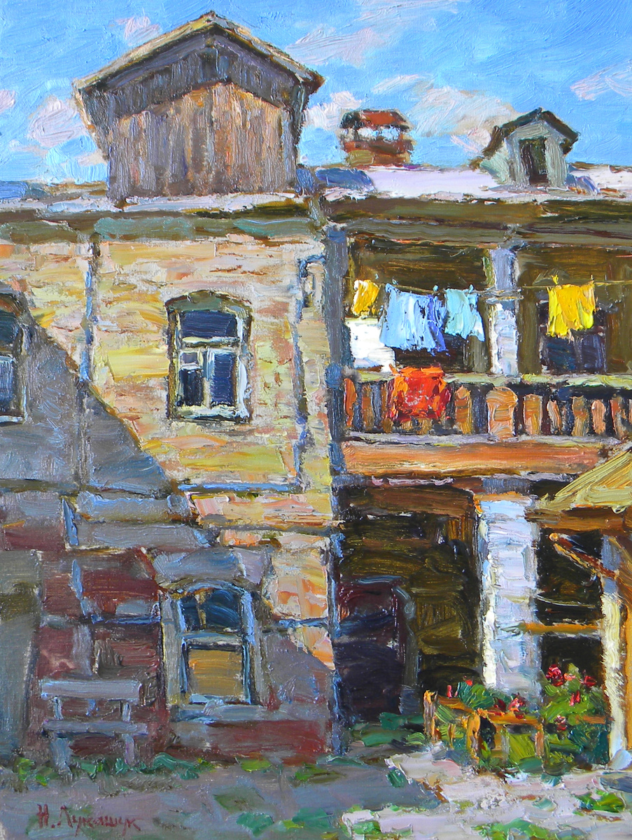 Николай Лукашук "Солнечный дворик" 2024 х. м. 40х30