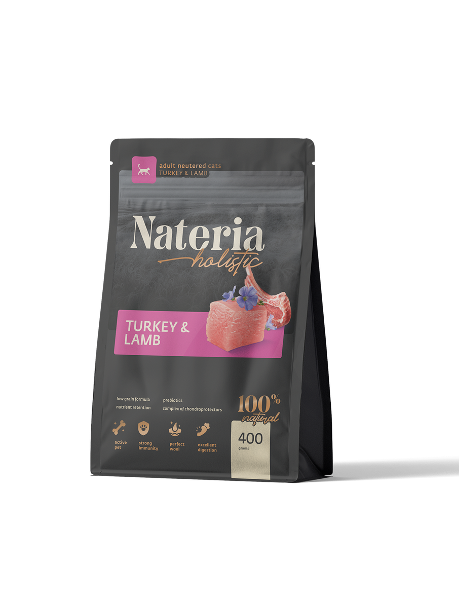 Корм для стерилизованных кошек Nateria "Индейка и янгёнок"