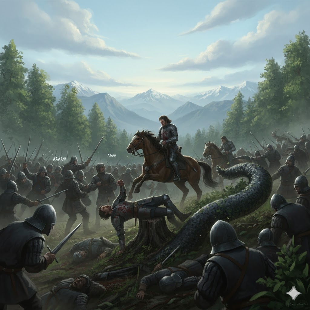 "Разрубание Змеи", иллюстрация срздана сетью Джемини