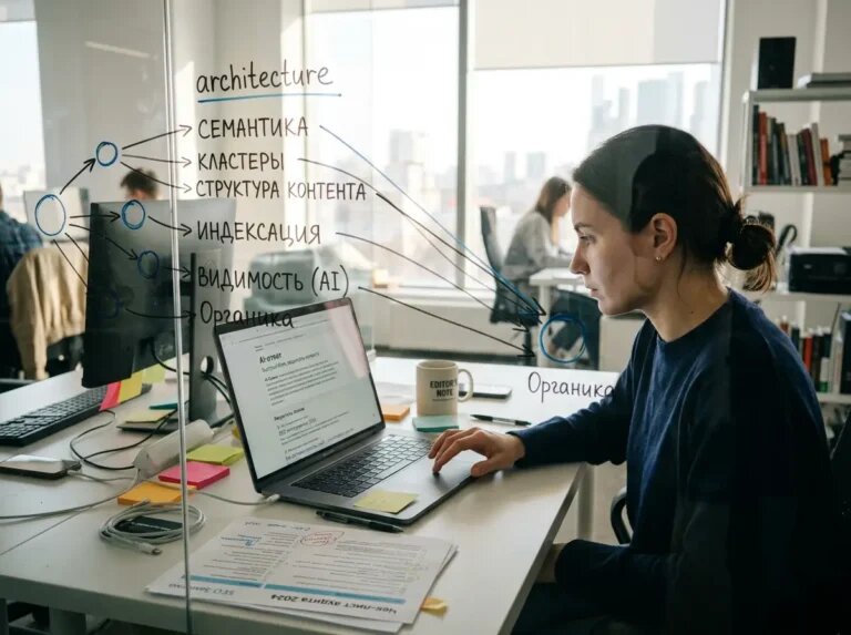    Контент-архитектура и семантика ведут взгляд к AI‑ответу — точке видимости в мобильной выдаче. "Kontenium"