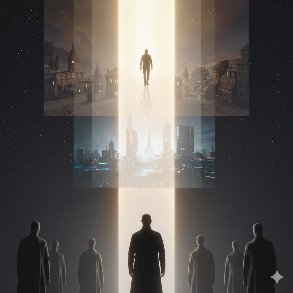 "Прямой Луч: Мост сквозь миры", иллюстрация создана Джемини