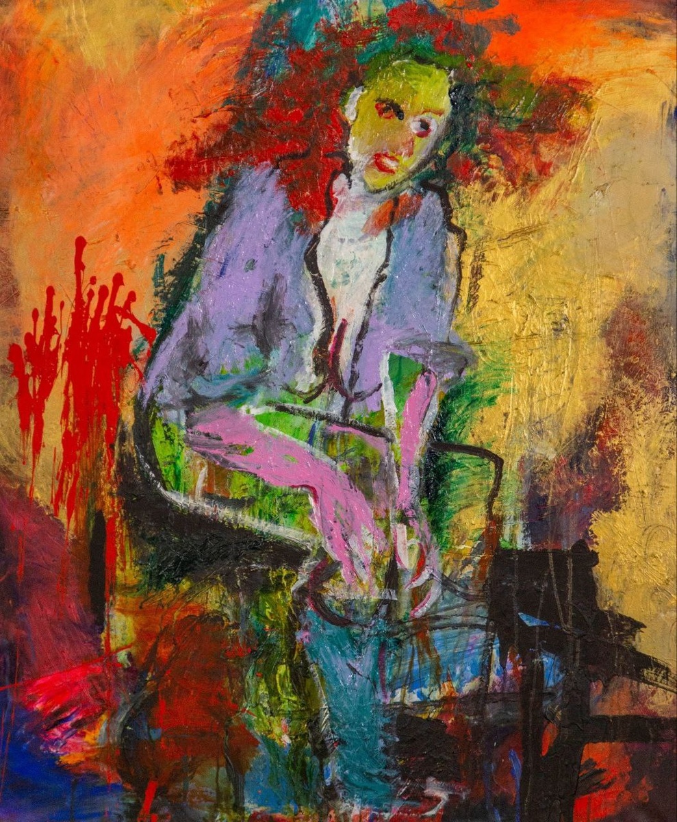 "Когда она надевает чулки", 120х100, холст, акрил, 2017, художник Таня Стрельбицкая
