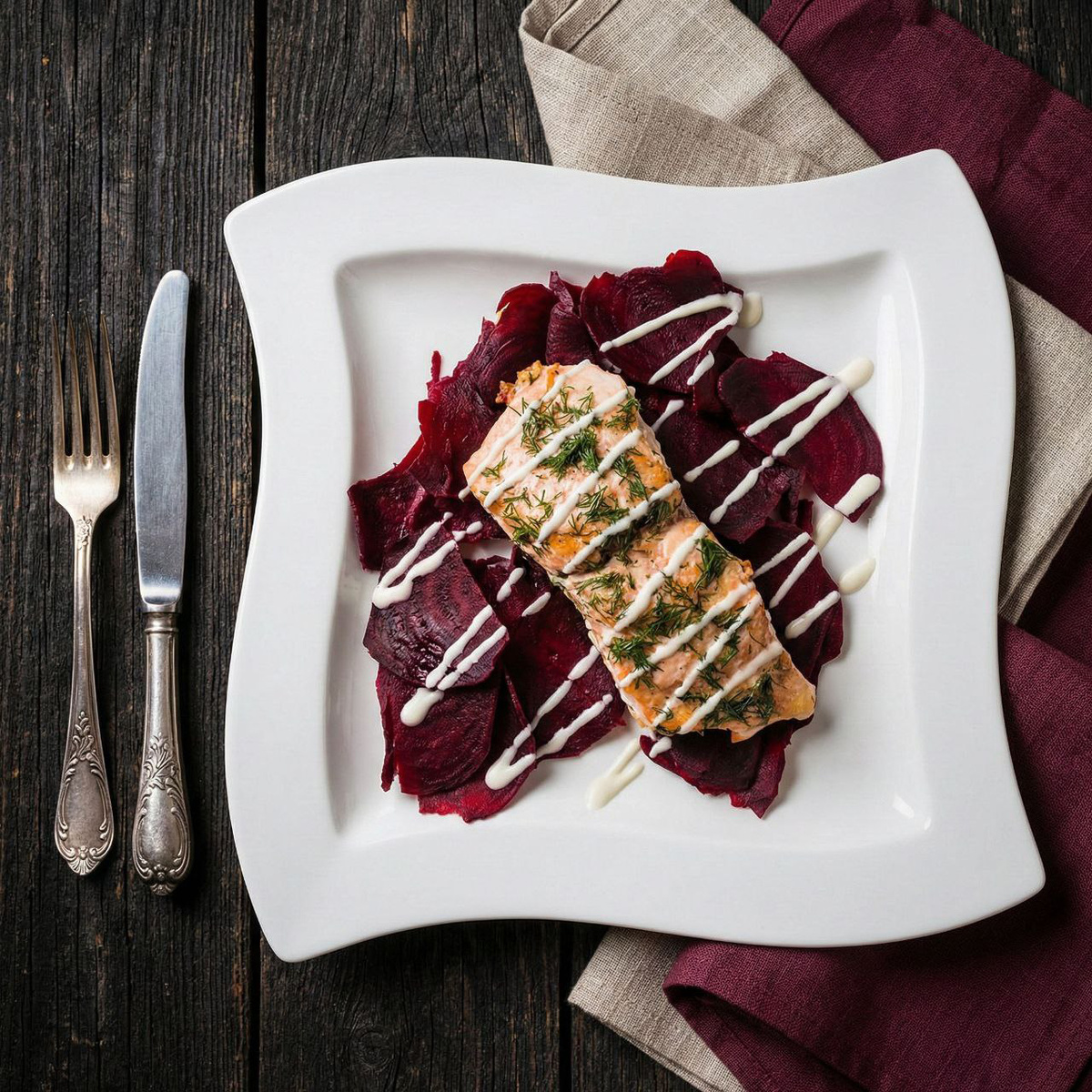 семга со свеклой и хреном