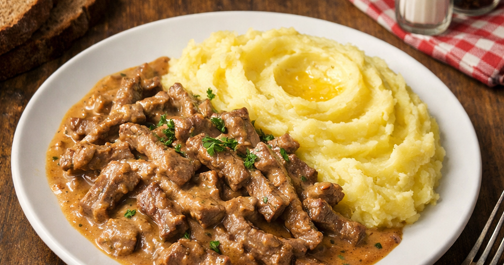 Бефстроганов "По-советски": Вспомним всё! С правильным картофельным пюре