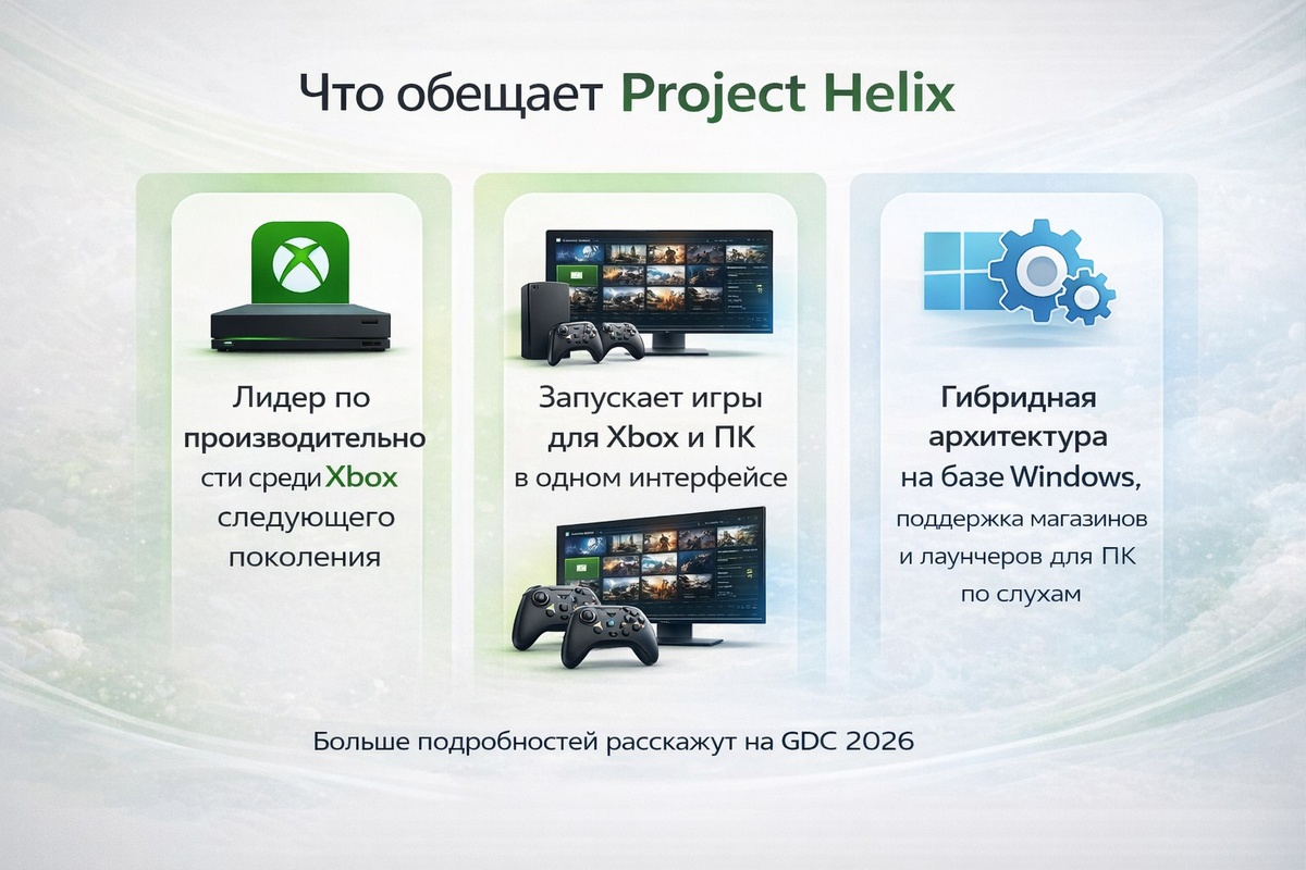 Краткая схема того, чем Project Helix отличается от классической консоли.