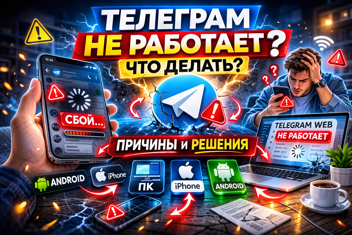 "телеграм не работает сегодня на телефоне и компьютере почему не работает telegram что делать"