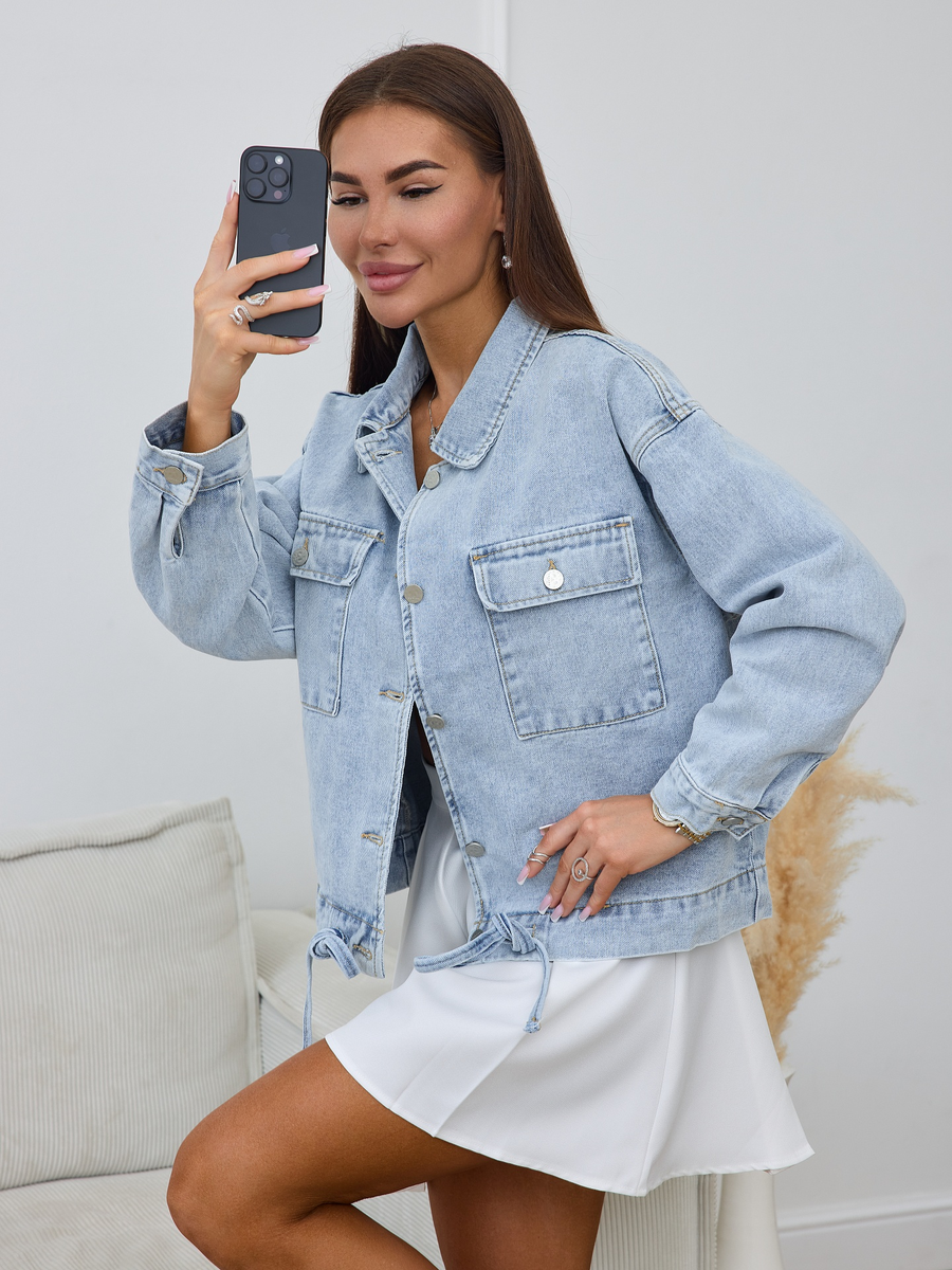 Джинсовая куртка оверсайз Lakomes (голубой / светлый джинс)