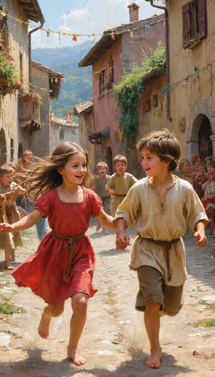 Юный Данте , встретивший Беатриче на детском празднике