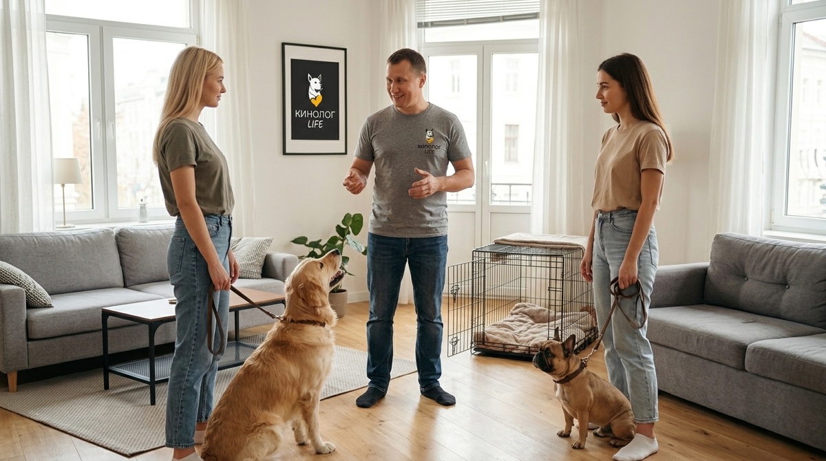 собака в клетке — безопасное место