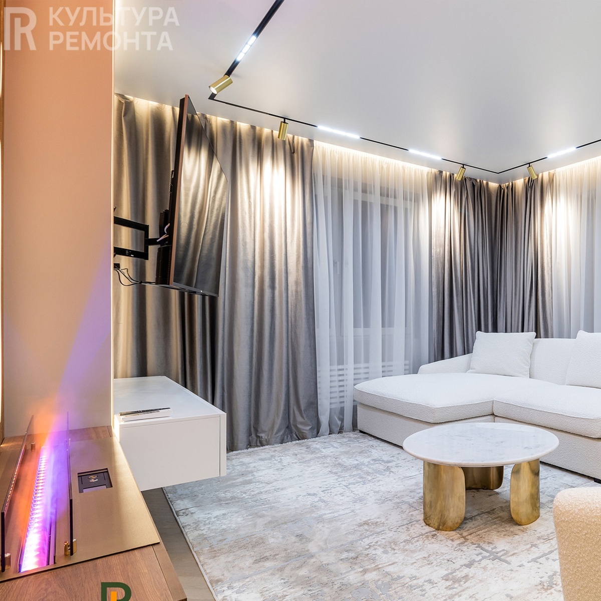 Роскошная кухгя-гостиная для нижегородской семьи. Реализация "Культра ремонта"