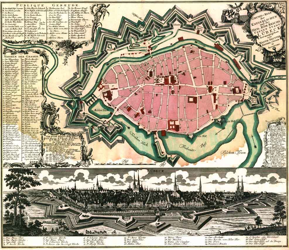 Городская карта Любека около 1750 года https://de.wikipedia.org/wiki/L%C3%BCbeck
