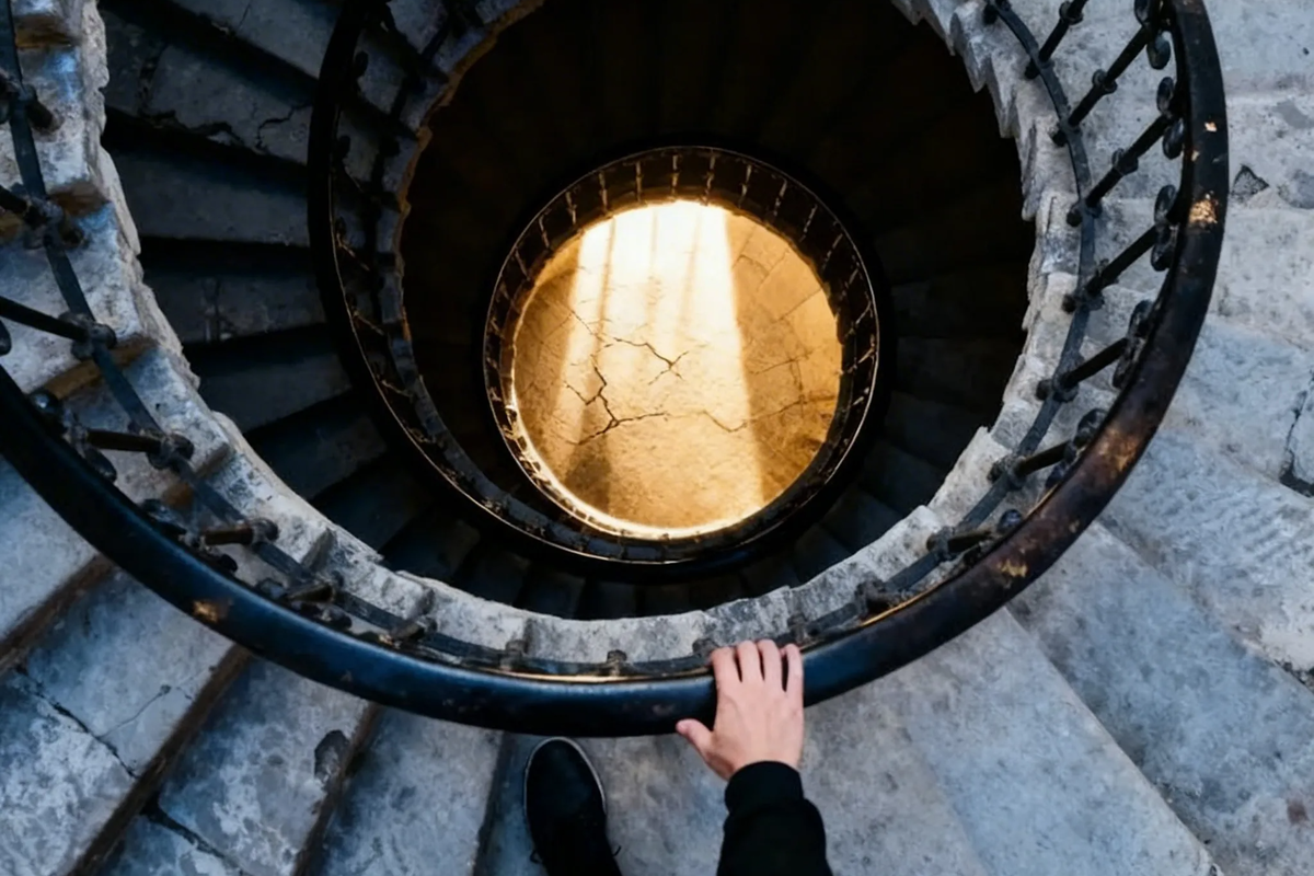 Она ведёт вверх — к свету. Она ведёт вниз — во тьму. Каменные ступени, стёртые миллионами шагов. Сколько судеб прошло по этой лестнице? И куда приведёт она вас? Новая статья уже на канале →