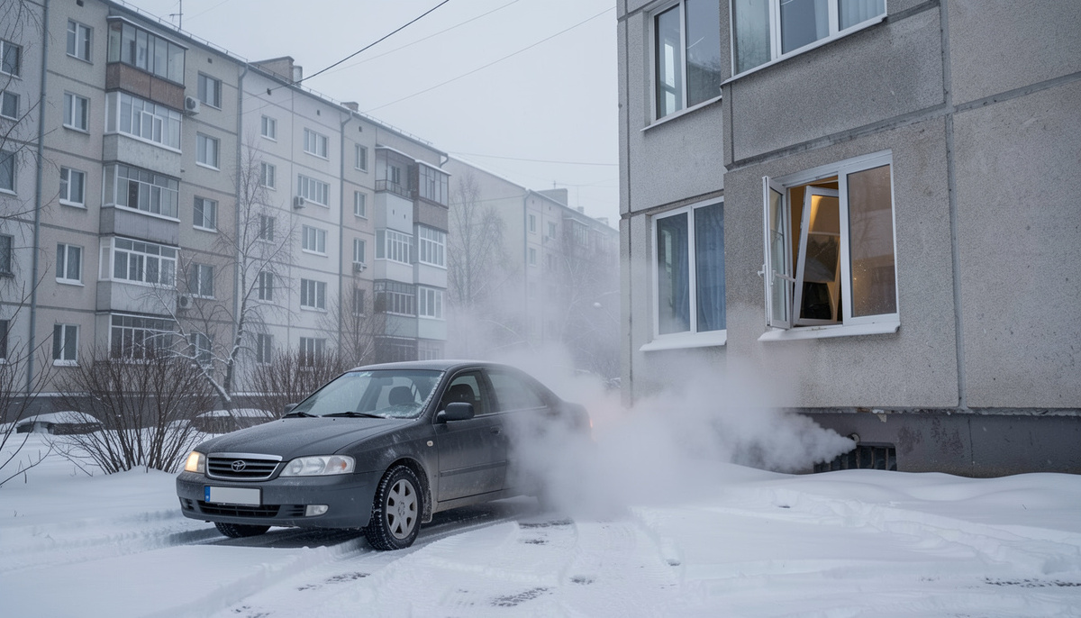 Прогрев автомобиля во дворе