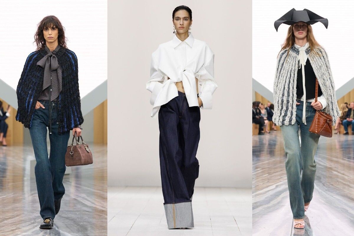 Джинсы на подиумах: индиго, прямые силуэты и средняя посадка. Источник: dior.com, givenchy.com📷
