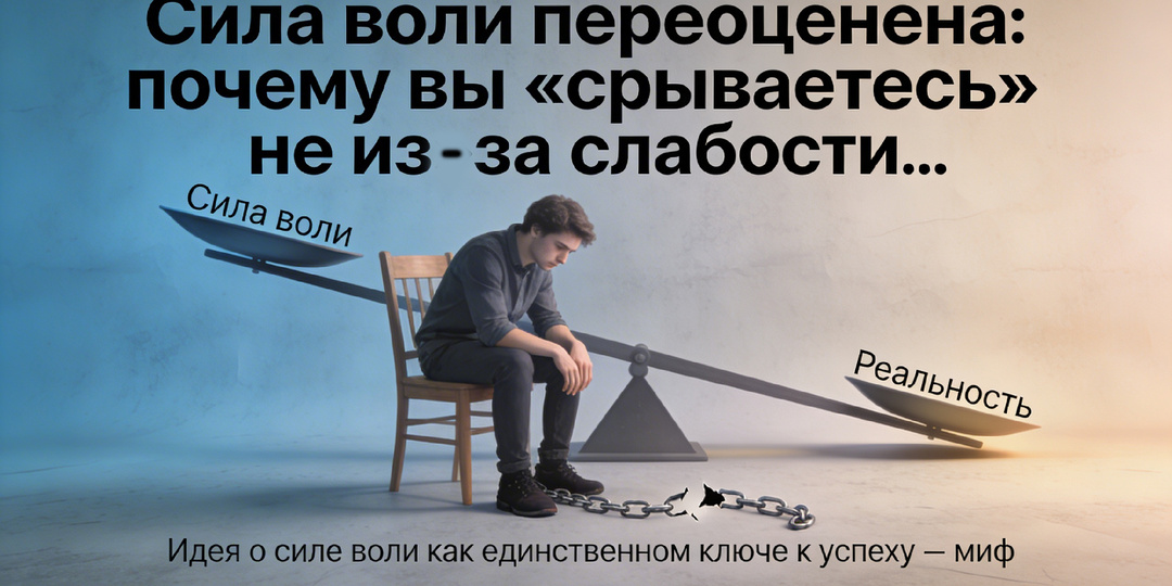 Сила воли переоценена: почему вы «срываетесь» не из‑за слабости — и как наконец построить систему, которая работает.
