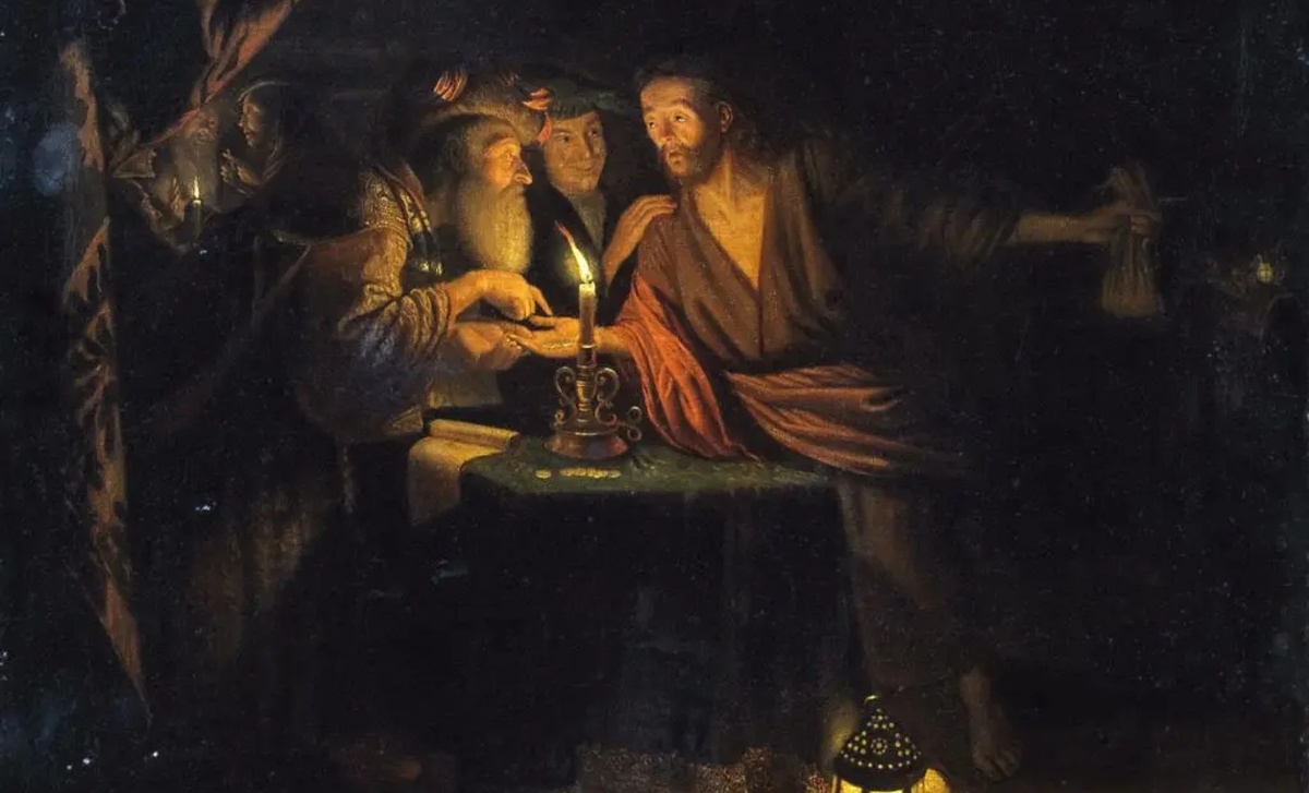     Годфрид Схалкен. Предательство Иуды (фрагмент). 1670