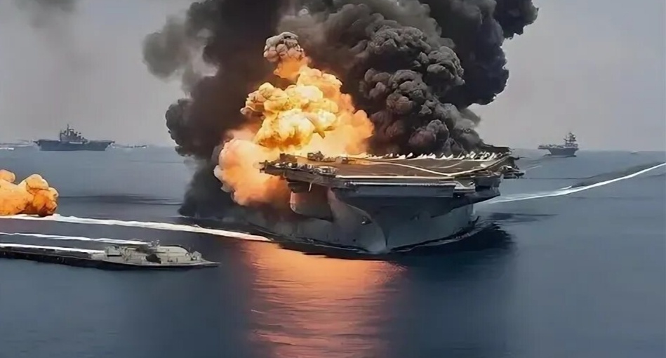 Авианосец США в огне