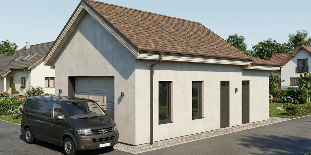 Проект современного гаража с пристроенной баней