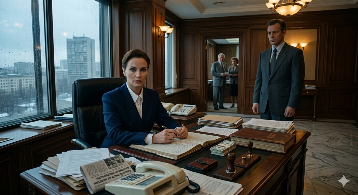Деловая женщина в банковском кабинете Москвы 90-х — образ Ольги Жлобинской