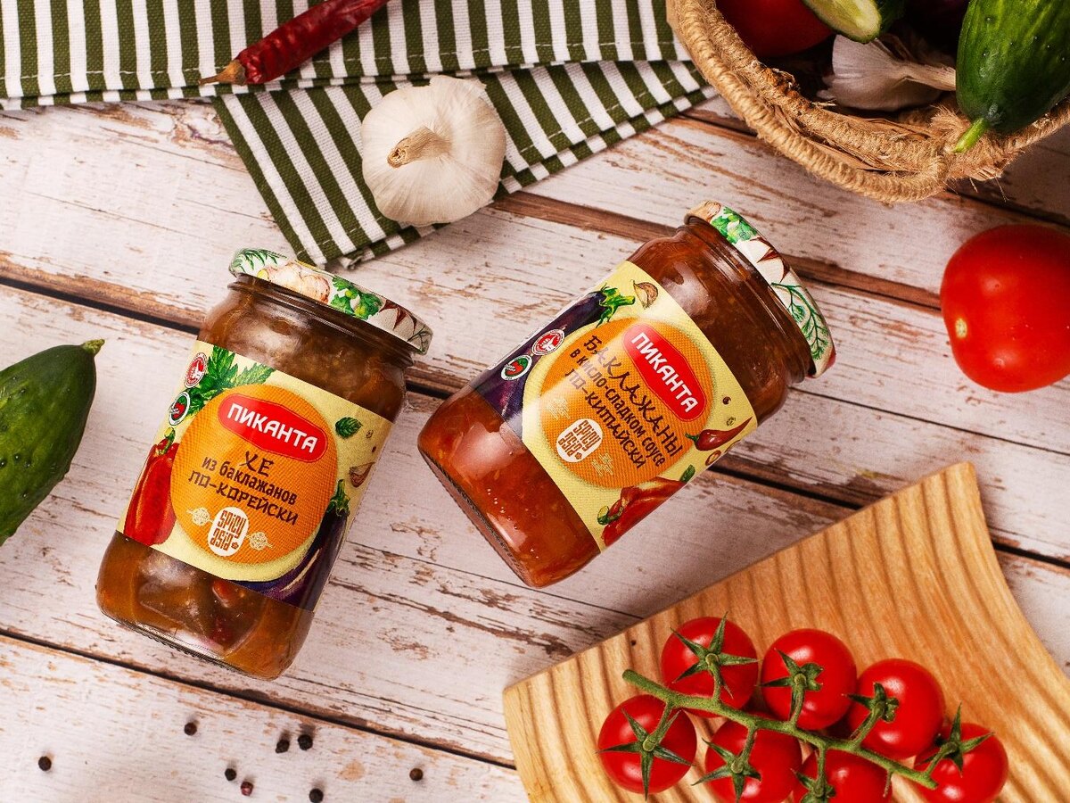 В азиатской линейке «Пиканта» есть не только «Хе из баклажанов по-корейски», но и «Баклажаны в кисло-сладком соусе по-китайски»