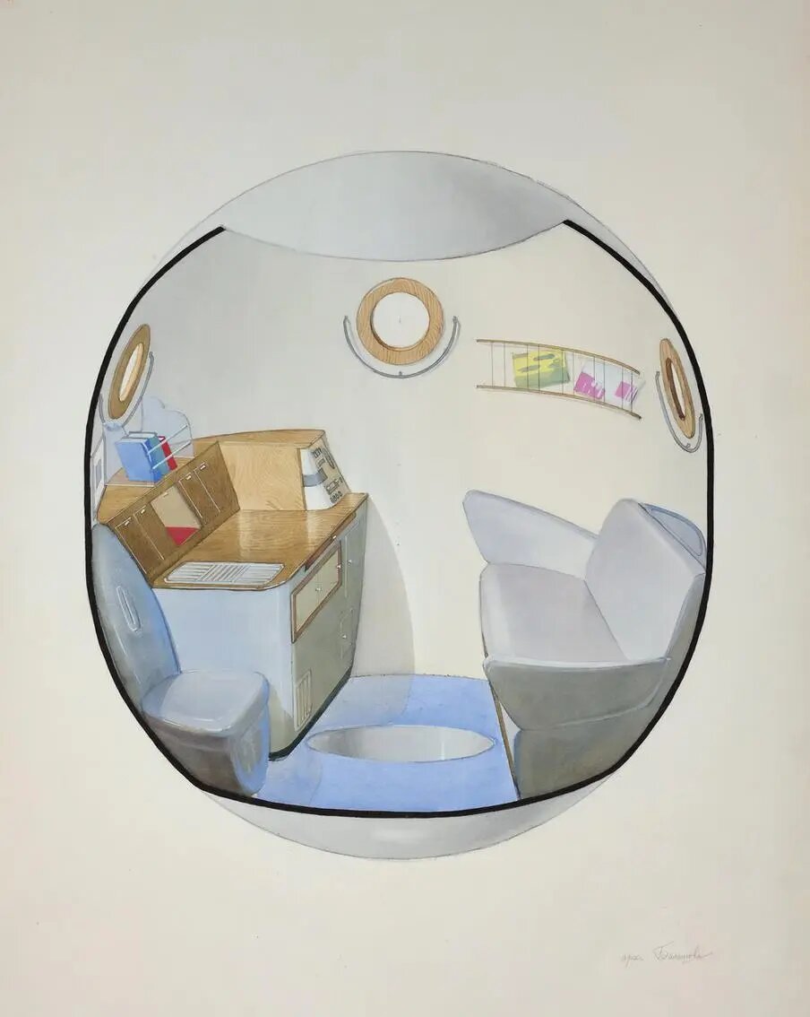 1-й эскиз орбитального отсека корабля "Союз", 1963 год. Фото: Пресс-служба Музея космонавтики, источник: gazetametro.ru