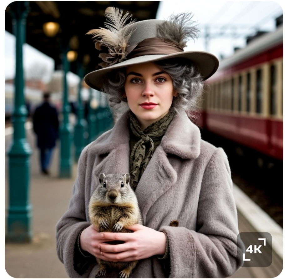 Шедеврум много портретов лирической героини нарисовал - и седой пожилой дамы, похожей на Маргарет Тэтчер, и седой девочки в очках, напоминающей Гермиону, но вот этот мне больше всего понравился )