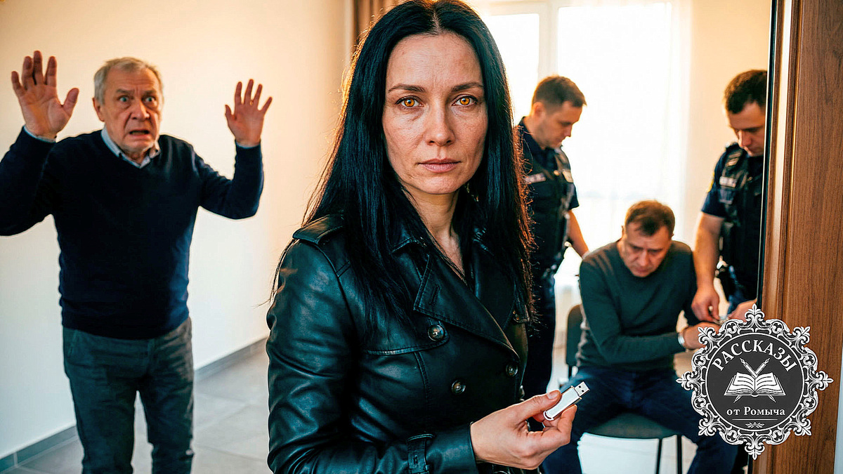 Торжествующая Ольга на фоне задержания аферистов в их квартире