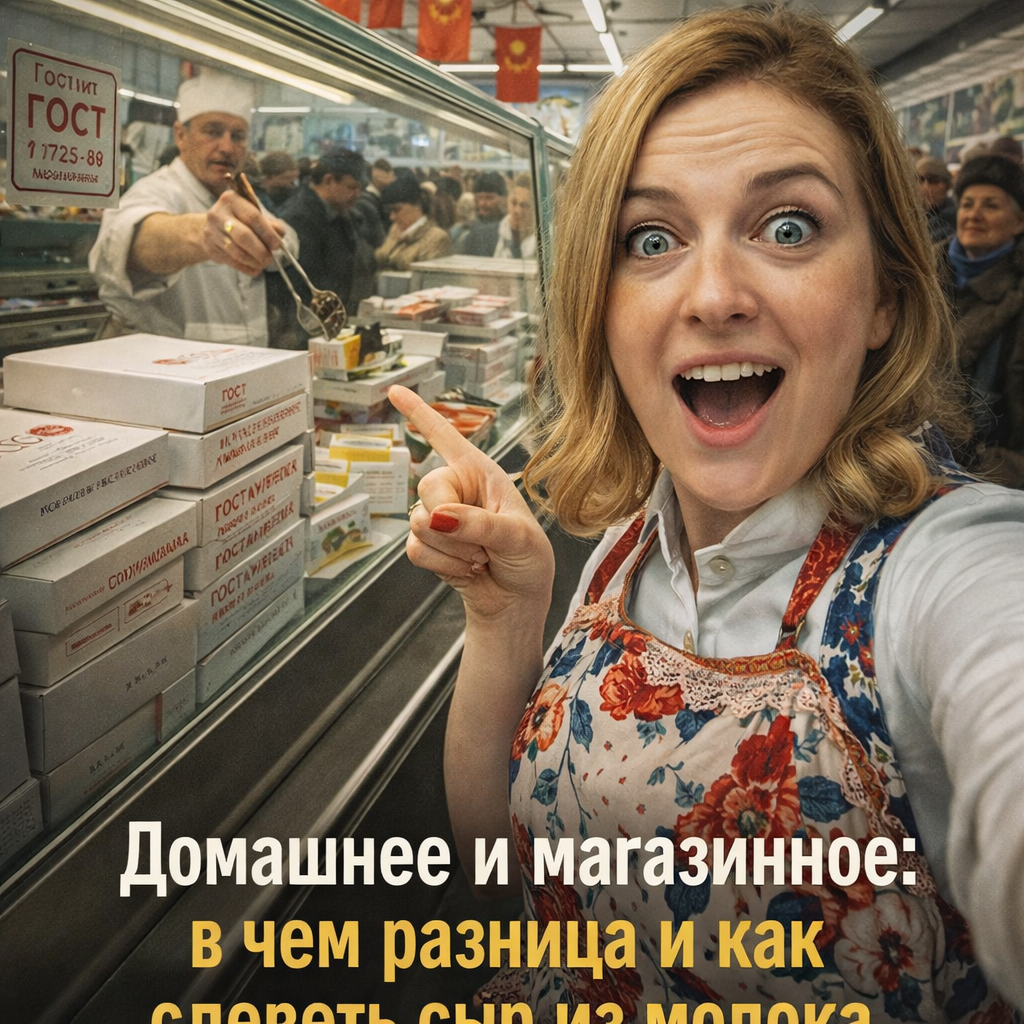    Сравнение домашнего и магазинного сыра и процесс его создания из молока. admin