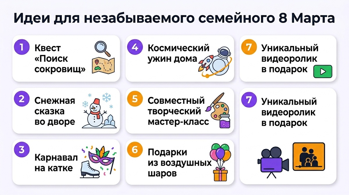 Идеи для незабываемого семейного 8 Марта  📷
