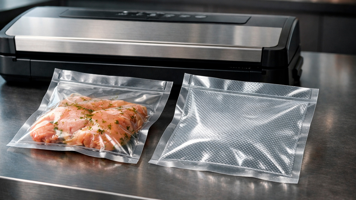 Не каждый вакуумный пакет подходит под ваш аппарат: гладкие и рифлёные материалы работают по-разному.