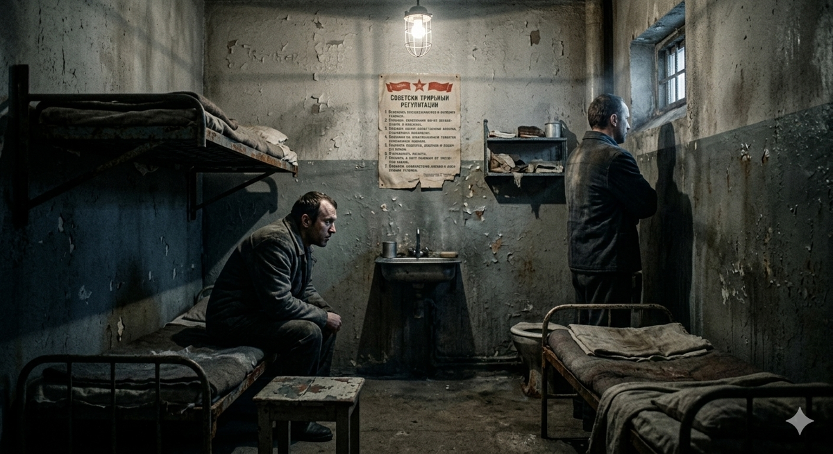 Условия жизни заключенных в камерах ИК-5 на острове Огненный, строгий распорядок дня.