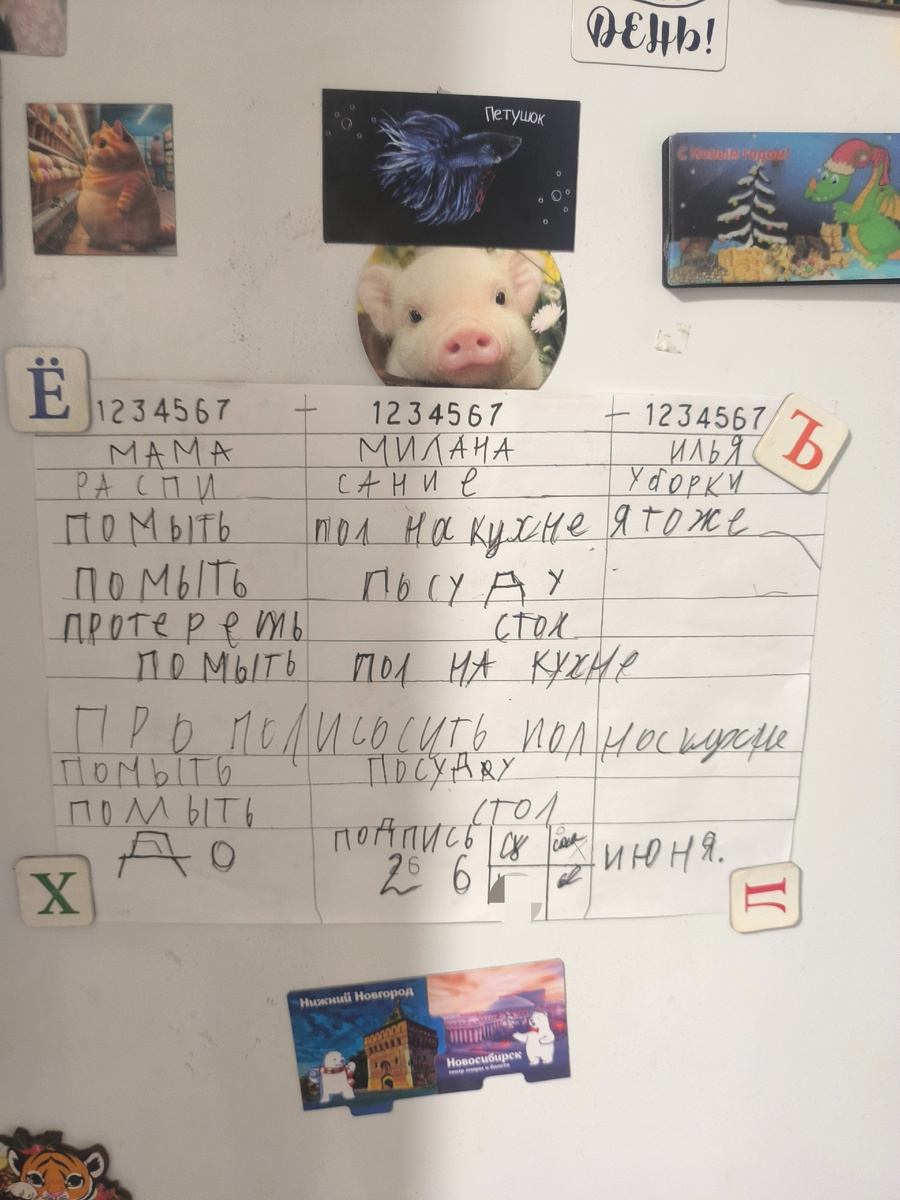 "Я тоже " 😂 Расписание уборки на кухне составленное сыном .