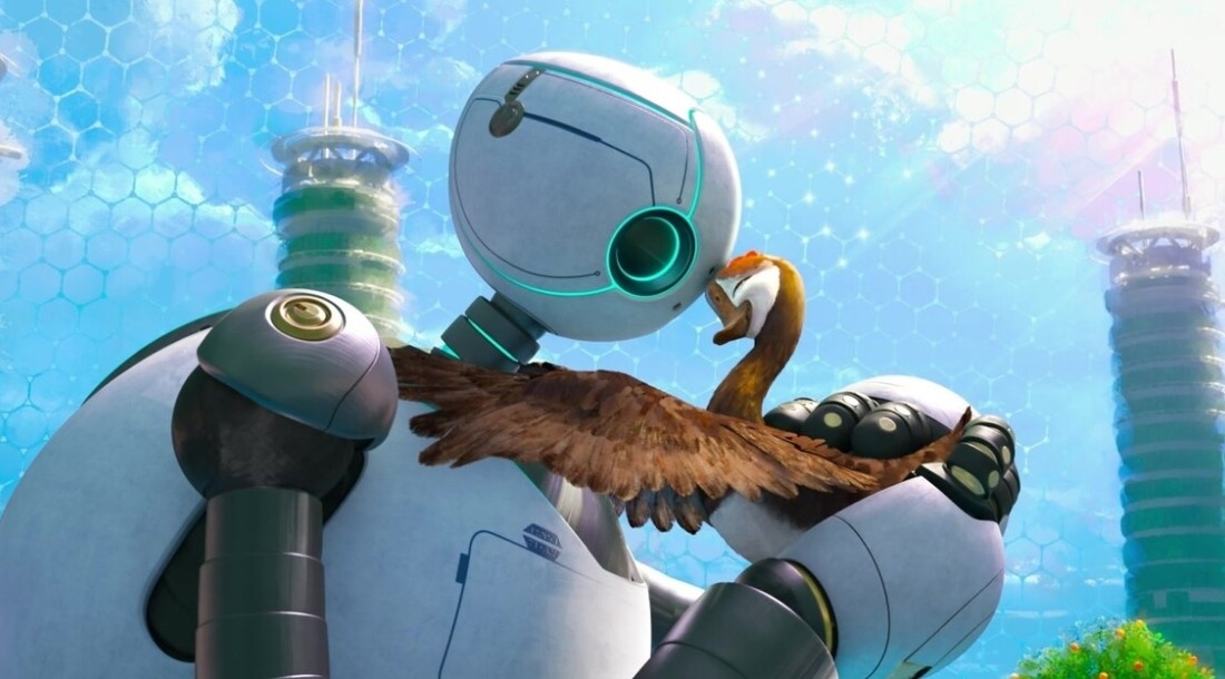     Кадр из мультфильма «Дикий робот» (2024)