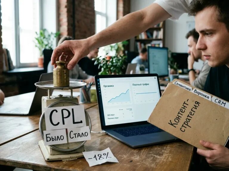    Перенастройка системы: снижение CPL фиксируется на весах, фокус смещён к дашборду и плану контент‑стратегии. "Kontenium"