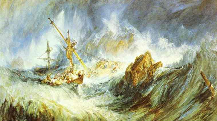     Уильям Тёрнер. Кораблекрушение (фрагмент). XIX