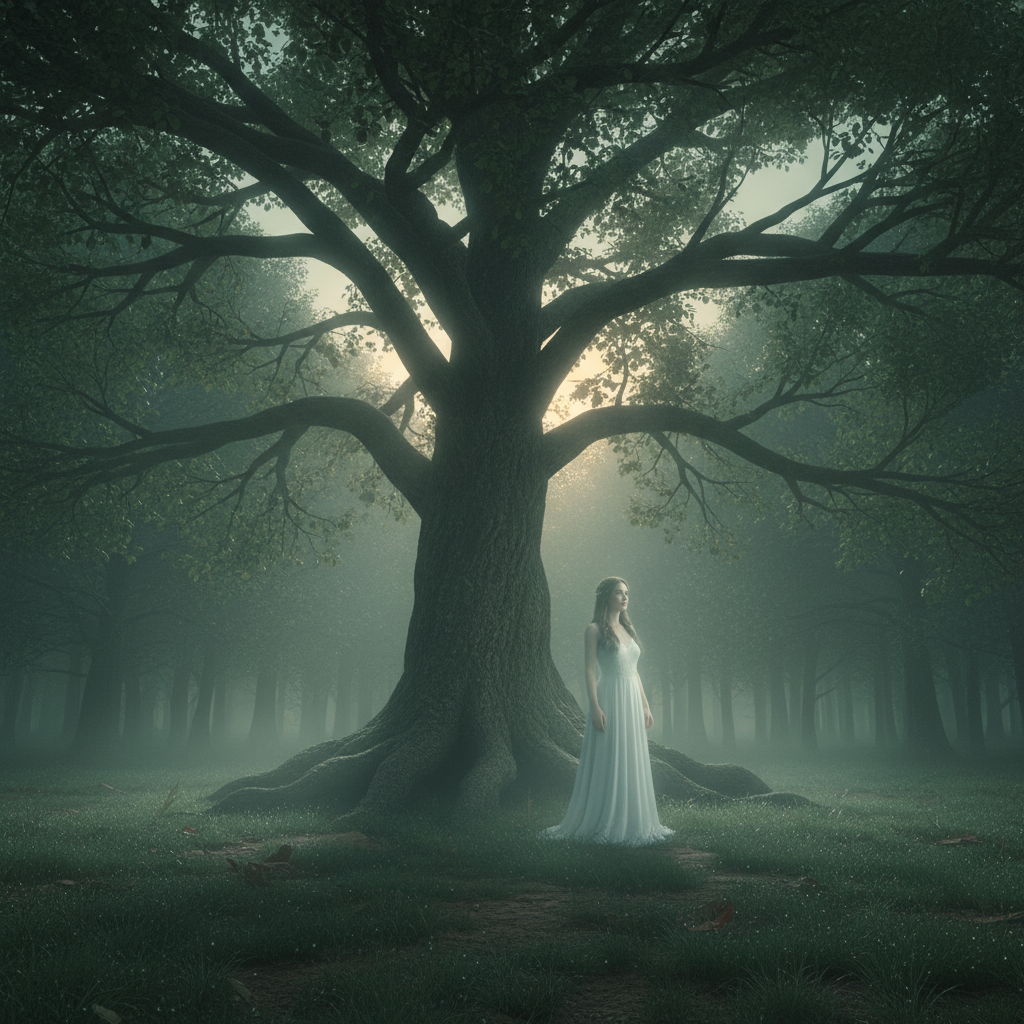 #лес #старыйдуб #берегиня #женщинавбелом #духлеса #славянскаямистика 