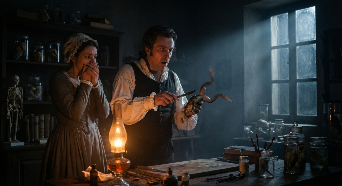 Луиджи Гальвани в шоке. Сгенерировано нейросетью.